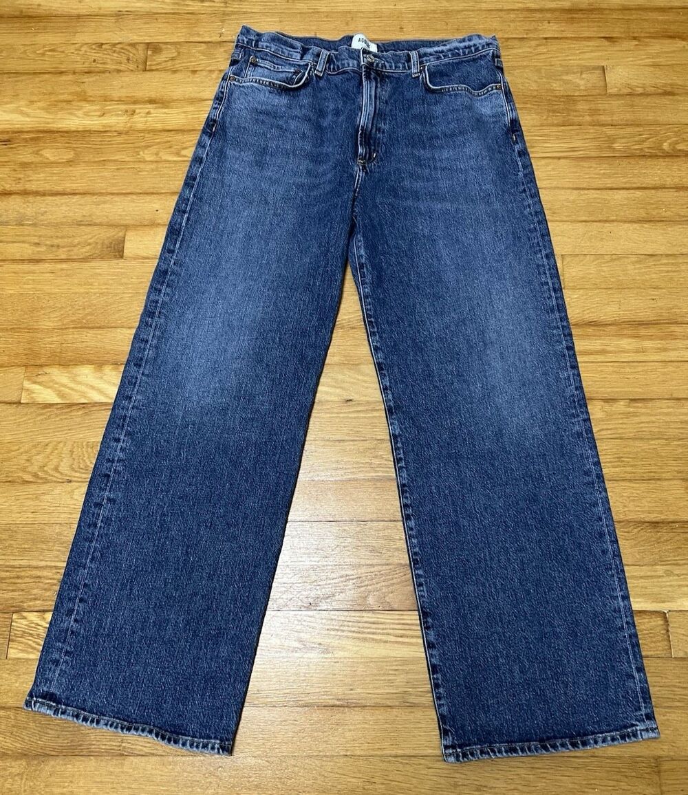 AGOLDE Women's Blue High Rise Harper Wide Leg Jeans 32